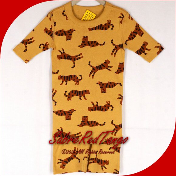 NWT Hanna Andersson Organic Short Johns Pajamas Wild Cats Fall Leaf 110 5 - Picture 1 of 6